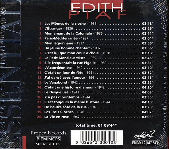 Edith Piaf - Essential Masters (20 tracks) (CD)