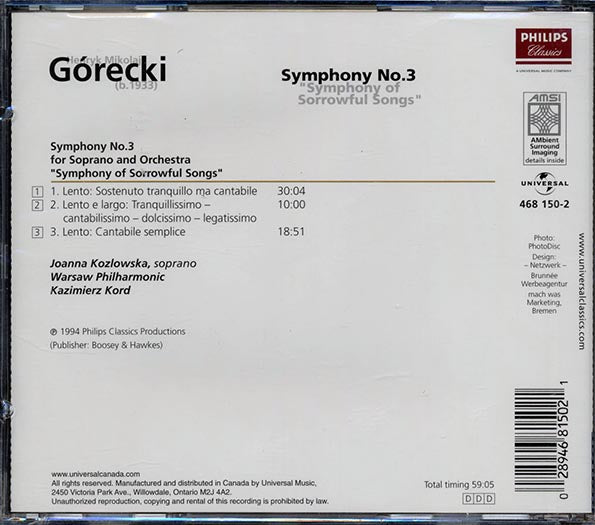Gorecki - Symphony No. 3 (CD)