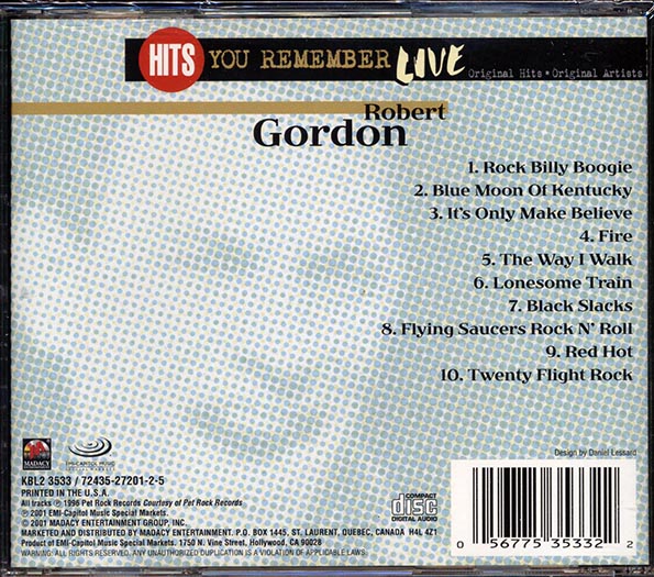 Robert Gordon - Hits You Remember: Live (CD)