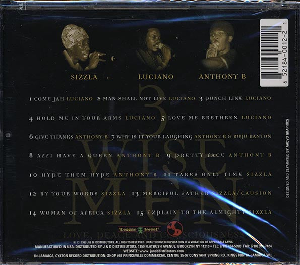 Anthony B, Sizzla, Luciano - 3 Wise Men: Love, Peace And Consciousness (CD)