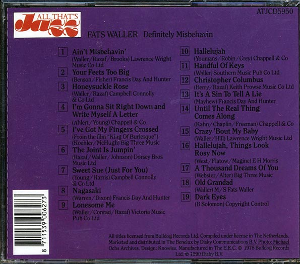 Fats Waller - Definitely Misbehavin' (CD)