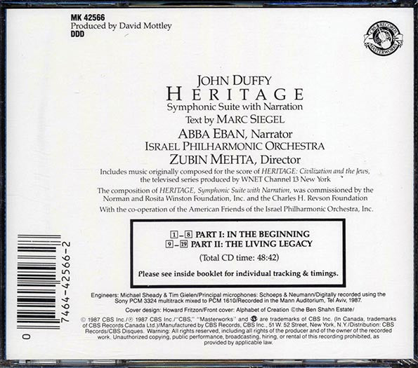 John Duffy, Israel Philharmonic Orchestra, Zubin Mehta - Heritage (CD)