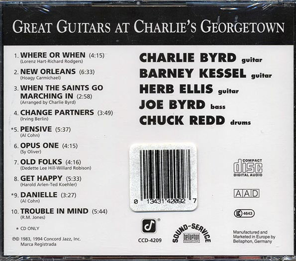 Charlie Byrd, Barney Kessel, Herb Ellis - Great Guitars At Charlie's Georgetown (CD)