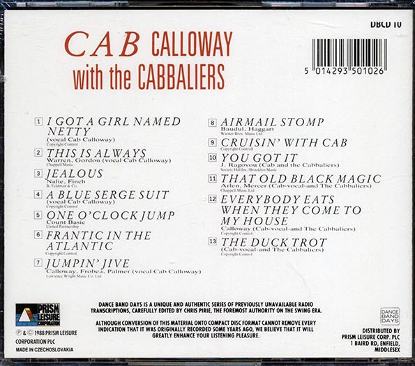 Cab Calloway & Orchestra, The Cabbaliers - Frantic In The Atlantic (CD)