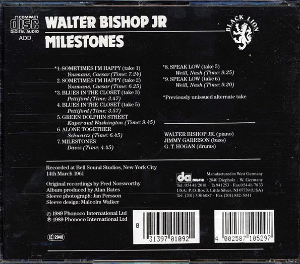 Walter Bishop Jr. - Milestones (CD)