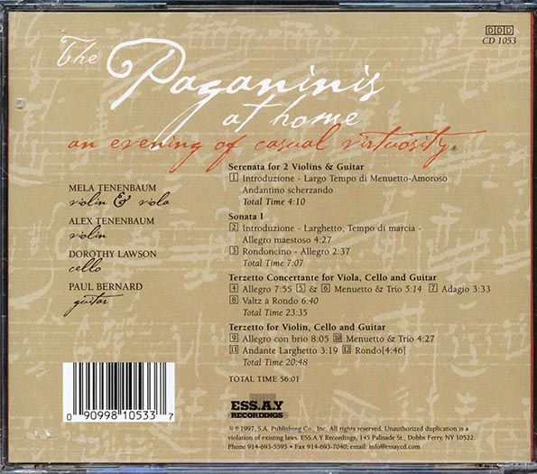 Mela Tenenbaum, Alex Tenenbaum, Dorothy Lawson, Paul Bernard, Paganini - The Paganinis At Home (CD)