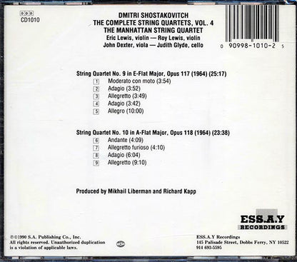Shostakovitch, Manhattan String Quartet - Complete String Quartets Vol. 4: Nos. 9,10 (CD)