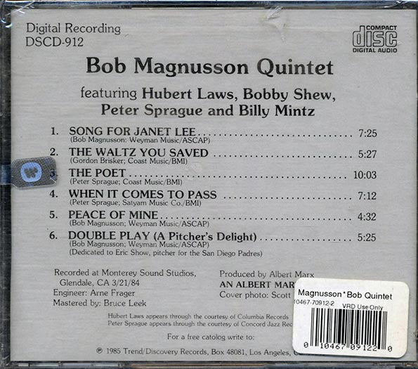 Bob Magnusson Quintet - Song For Janet Lee (CD)