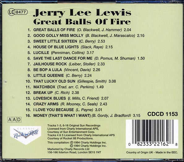 Jerry Lee Lewis - Great Balls Of Fire (CD)