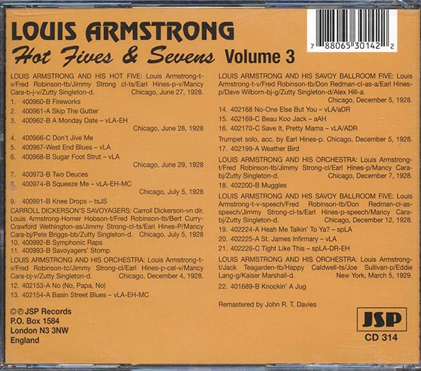 Louis Armstrong - Hot Fives & Sevens Volume 3 (CD)