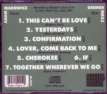Adam Makowicz, George Mraz - Together Wherever We Go (CD)