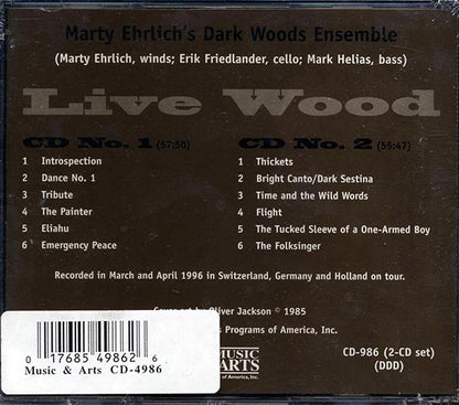 Marty Ehrlich's Dark Woods Ensemble - Live Wood (CD)