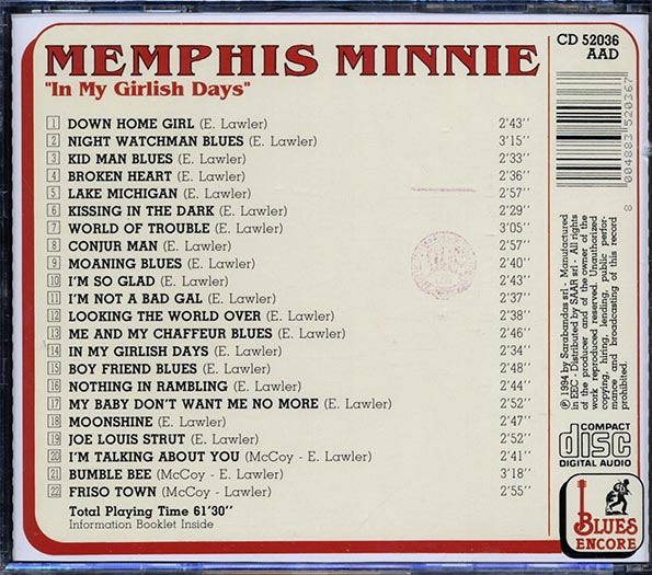 Memphis Minnie - In My Girlish Days (CD)