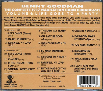 Benny Goodman - The Complete 1937 Madhattan Room Broadcasts Volume 4: Life Goes To A Party (CD)