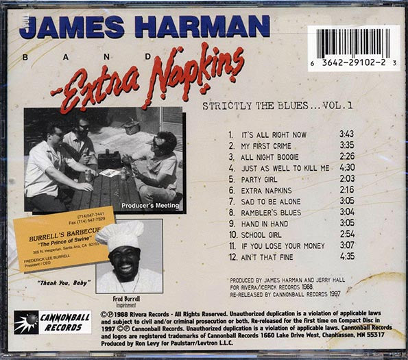 James Harman Band - Extra Napkins: Strictly The Blues Volume 1 (CD)