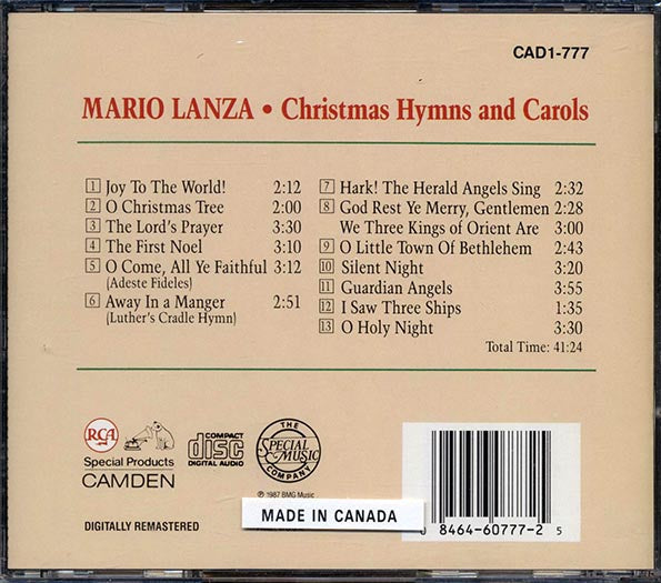 Mario Lanza - Christmas Hymns And Carols (CD)