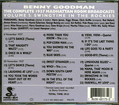 Benny Goodman - The Complete 1937 Madhattan Room Broadcasts Volume 5: Swingtime In The Rockies (CD)