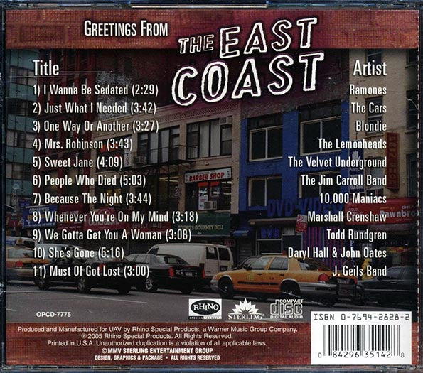 The Ramones, The Cars, Blondie, J. Geils Band, Etc. - Greetings From The East Coast (CD)