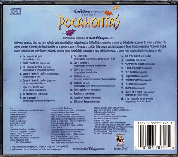 Alan Menken, Stephen Schwartz, Etc. - Pocahontas: Un Soundtrack Original De Walt Disney Records (CD)
