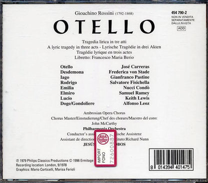 Rossini, Carreras, Von Stade, Fisichella, Ramey - Otello: A Lyric Tragedy In Three Acts (CD)