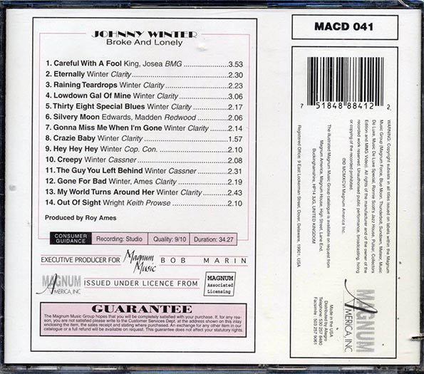 Johnny Winter - Broke & Lonely (CD)