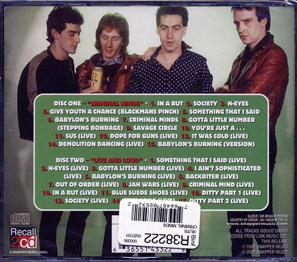 The Ruts - Criminal Minds (30 tracks) (CD)