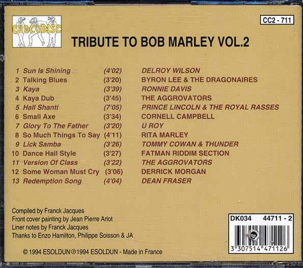 Delroy Wilson, Ronnie Davis, Fatmin Riddim Section, The Aggrovators, Etc. - Tribute To Bob Marley Volume 2 (CD)