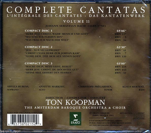 Tom Koopman, The Amsterdam Baroque Orchestra & Choir - Bach: Complete Cantatas Volume 11 (CD)