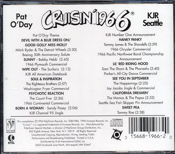 Mitch Ryder & The Detroit Wheels, Pat O'Day, Bobby Hebb, Etc. - Cruisin' 1966: Pat O'Day KJR Seattle (CD)