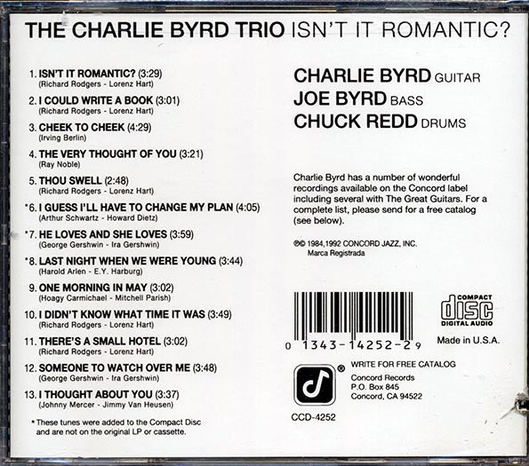 Charlie Byrd Trio - Isn't It Romantic (CD)