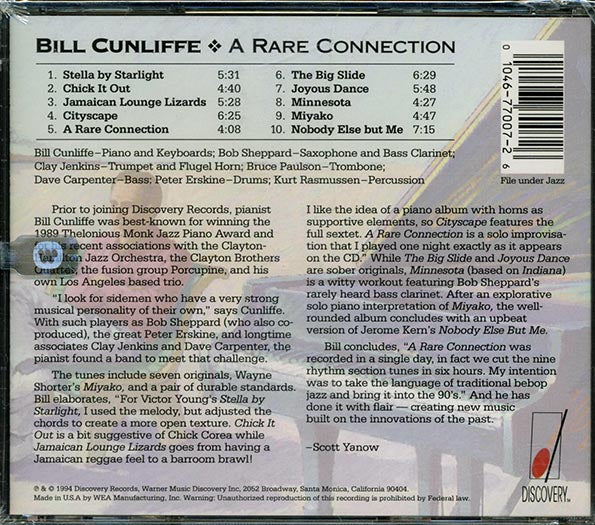 Bill Cunliffe - A Rare Connection (CD)