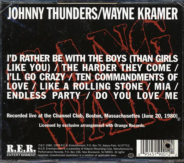 Johnny Thunders, Wayne Kramer - Gang War: Live At The Channel Club, A Rock & Roll Document (CD)