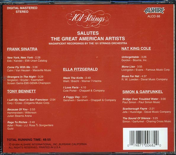 101 Strings - Salutes The Great American Aritists Volume 1 (CD)