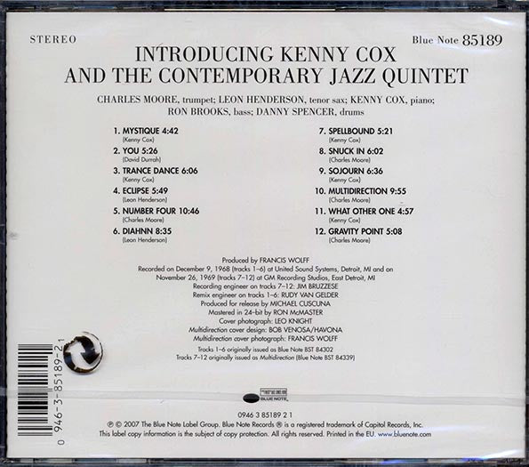Kenny Cox & Contemporary Jazz Quintet - Introducing Kenny Cox & Contemporary Jazz Quintet (CD)