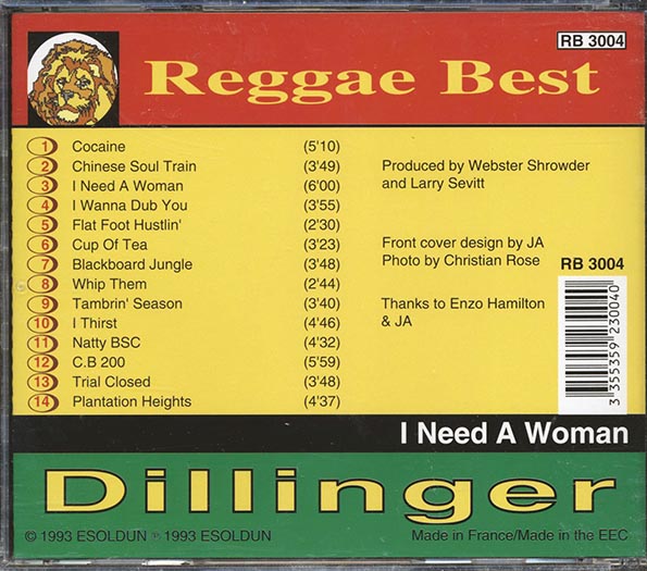 Dillinger - I Need A Woman (CD)