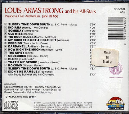 Louis Armstrong & His All Stars - Pasadena, Civic Auditorium June 20, 1956 (CD)