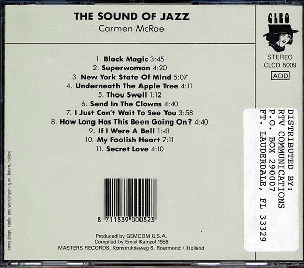 Carmen McRae - The Sound Of Jazz (CD)