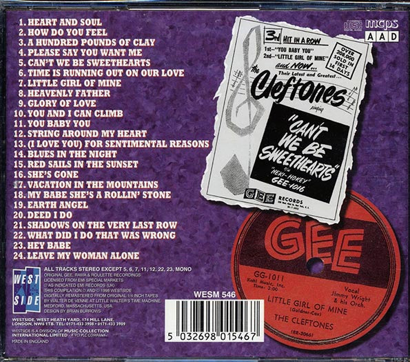 The Cleftones - Heart And Soul + For Sentimental Reasons (2 albums on 1 CD) (CD)
