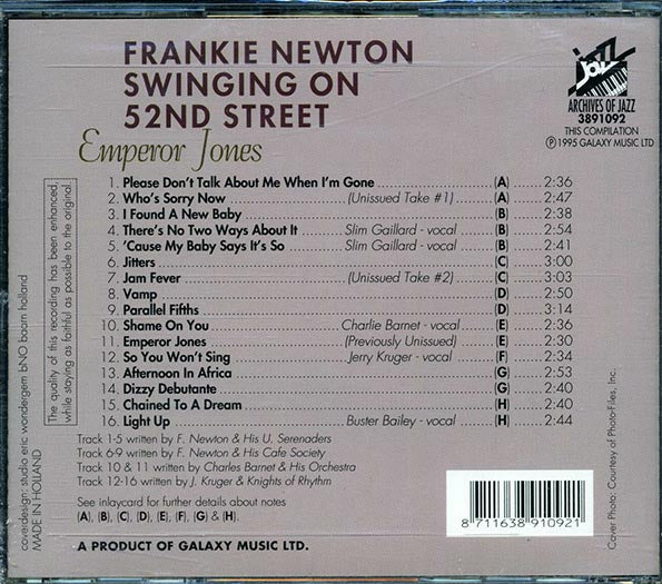 Frankie Newton - Swinging On 52nd Street: Emperor Jones (CD)