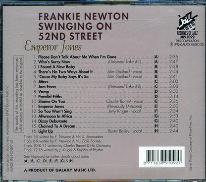 Frankie Newton - Swinging On 52nd Street: Emperor Jones (CD)