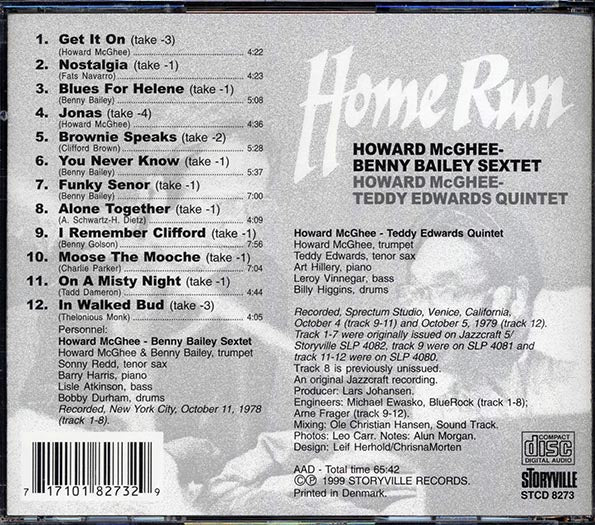 Howard McGhee, Benny Bailey Sextet, Howard McGhee, Teddy Edwards Quintet - Home Run (CD)
