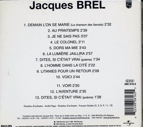 Jacques Brel - Au Printemps (CD)