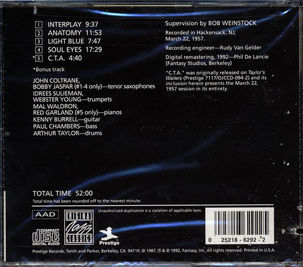 John Coltrane, Kenny Burrell, Bobby Jaspar, Etc. - Interplay For 2 Trumpets And 2 Tenors (CD)