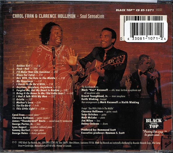 Carol Fran, Clarence Hollimon - Soul Sensation (CD)