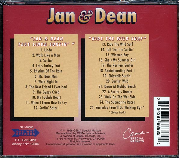 Jan & Dean - Jan & Dean Take Linda Surfin' + Ride The Wild Surf (2 albums on 1 CD) (CD)
