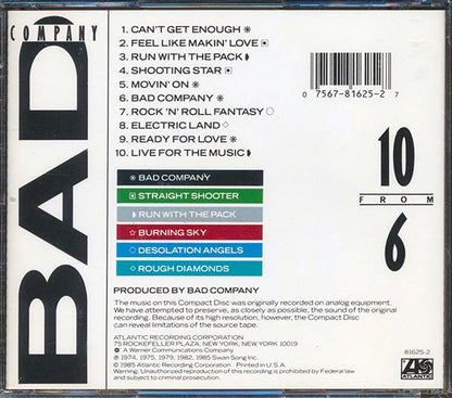Bad Company - 10 From 6 (CD)