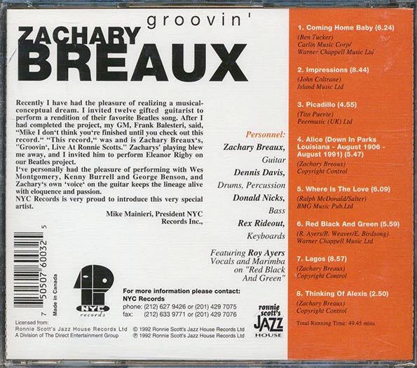 Zachary Breaux - Groovin' (CD)