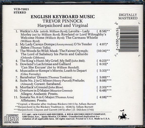 Trevor Pinnock - English Keyboard Music: Harpsichord And Virginal (CD)