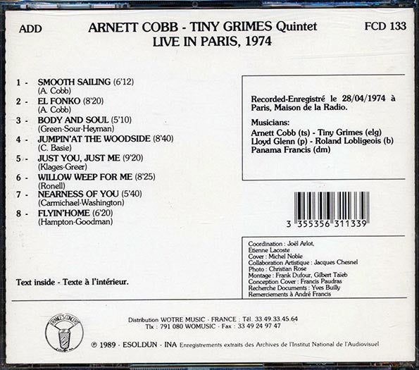 Arnett Cobb, Tiny Grimes Quintet - Live In Paris 1974 (CD)