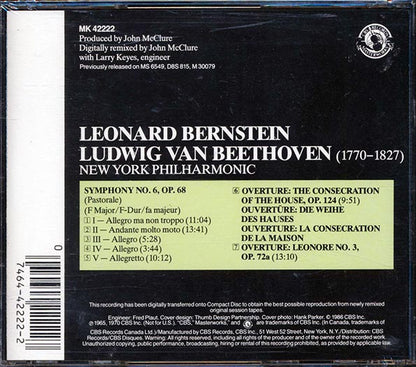 Leonard Bernstein, Beethoven - Symphony No. 6; The Consecration Of The House Overture; Leonore Overture (CD)